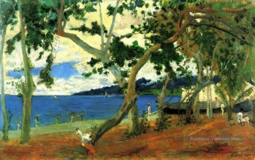 The harbor of Saint Pierre seen from the cove Turin or Seashore Martinique Paul Gauguin scenery Peinture à l'huile
